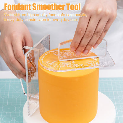 Fondant Smoother with Handle Acrylic Cake Smoother Tool for Icing Fondant Tools Set-Round