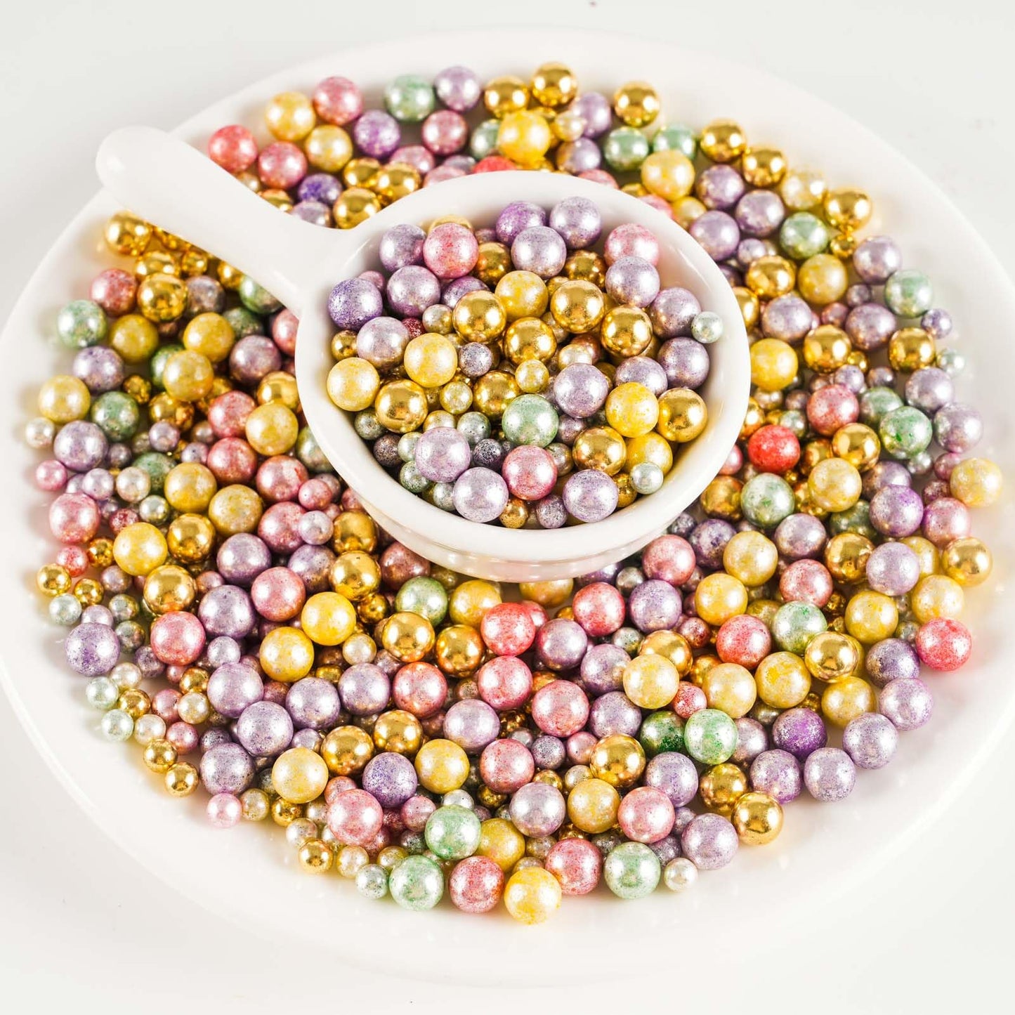 Kasvan Gold Pearl Sugar sprinkles - Edible Candy Pearls 130g/4.58 Oz, Mix Size Cake Candy, Decorate Cakes, Cookies, Ice Cream (Bright Gold)