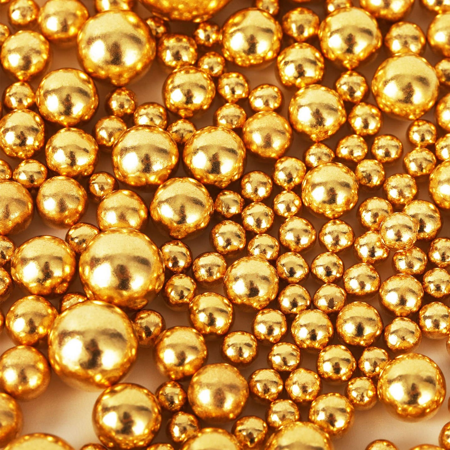 Kasvan Gold Pearl Sugar sprinkles - Edible Candy Pearls 130g/4.58 Oz, Mix Size Cake Candy, Decorate Cakes, Cookies, Ice Cream (Bright Gold)