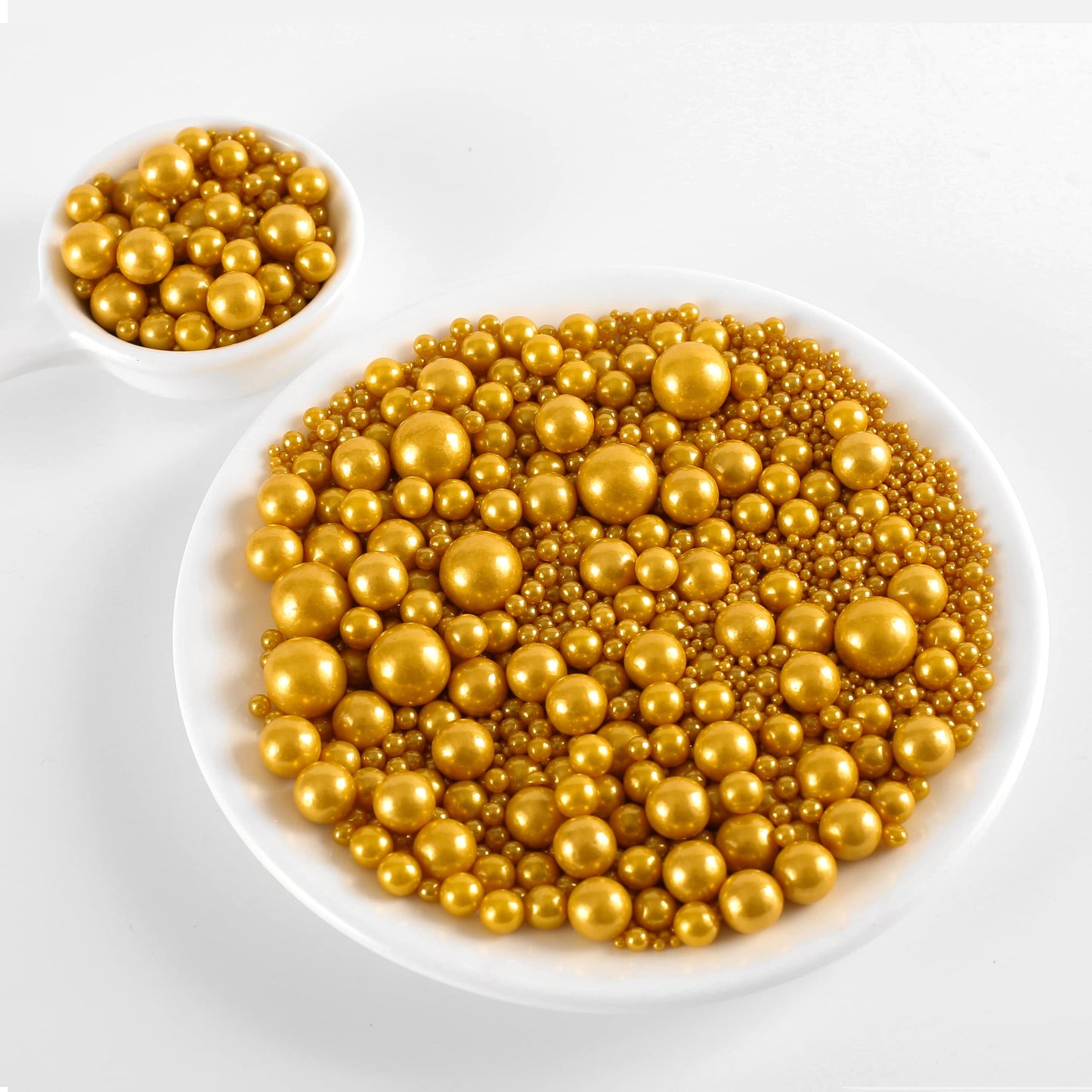 Kasvan Gold Pearl Sugar sprinkles - Edible Candy Pearls 130g/4.58 Oz, Mix Size Cake Candy, Decorate Cakes, Cookies, Ice Cream (Bright Gold)