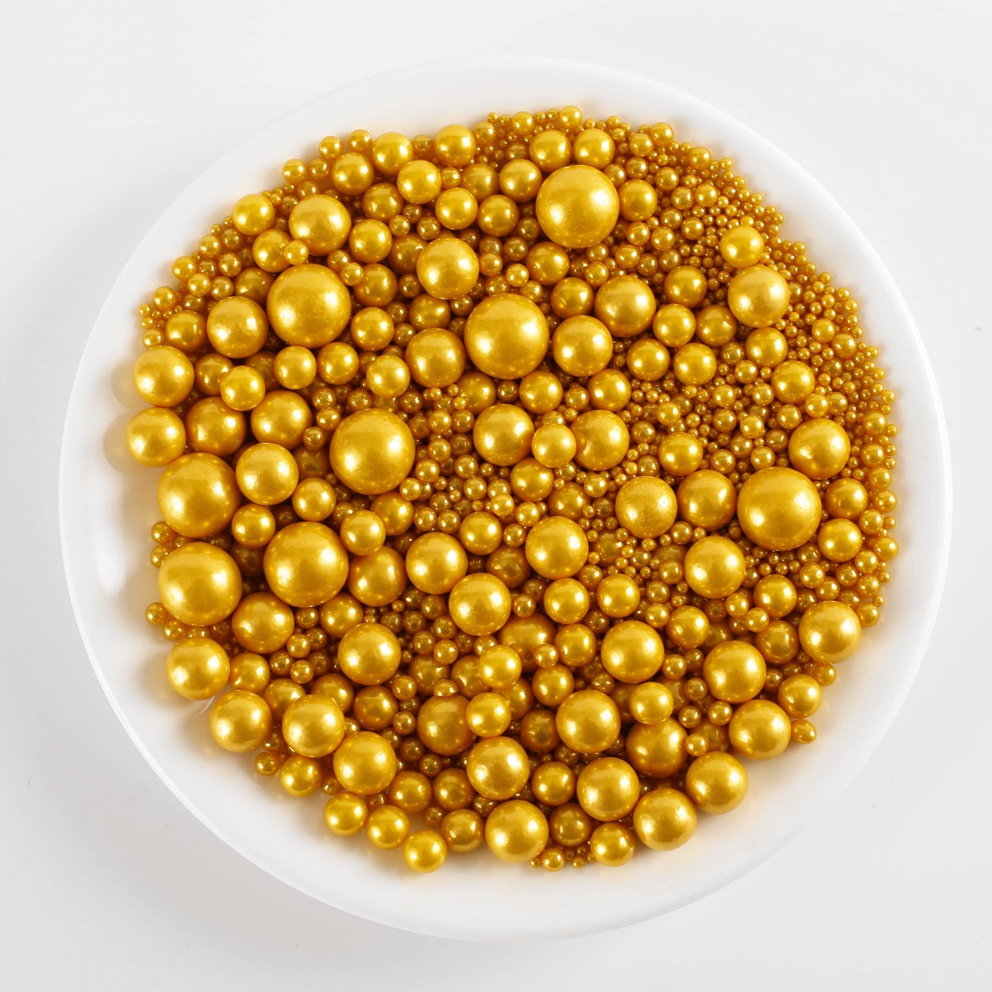 Kasvan Gold Pearl Sugar sprinkles - Edible Candy Pearls 130g/4.58 Oz, Mix Size Cake Candy, Decorate Cakes, Cookies, Ice Cream (Bright Gold)