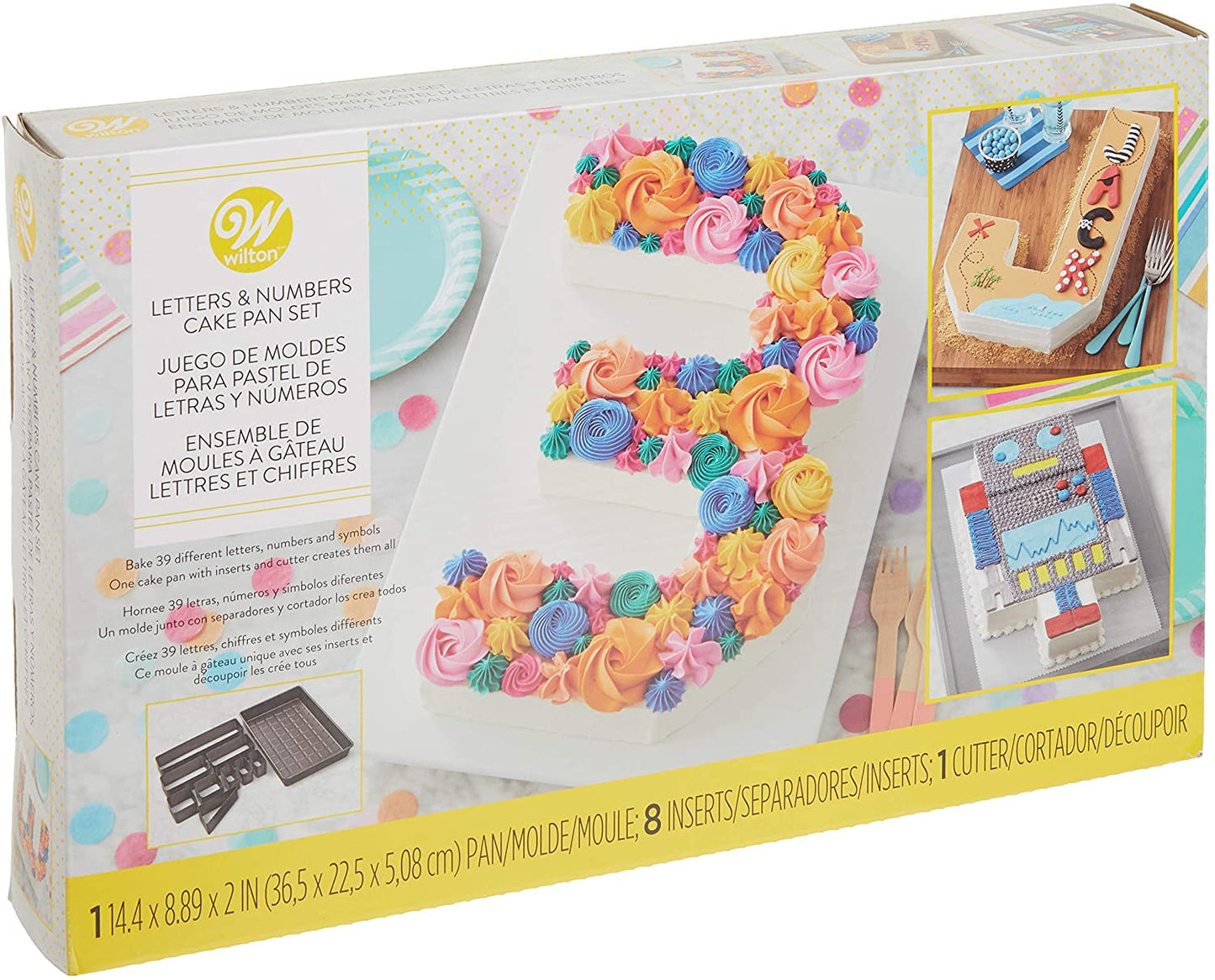 Letters and Numbers Adjustable Non-Stick Cake Pan Set, 10-Piece Set, Steel