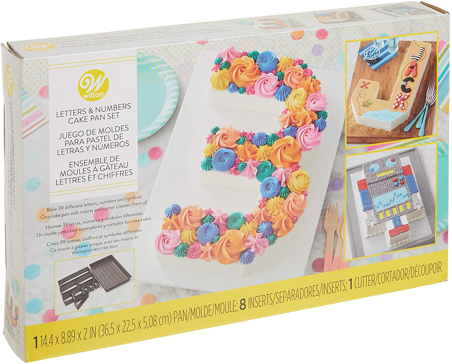 Letters and Numbers Adjustable Non-Stick Cake Pan Set, 10-Piece Set, Steel