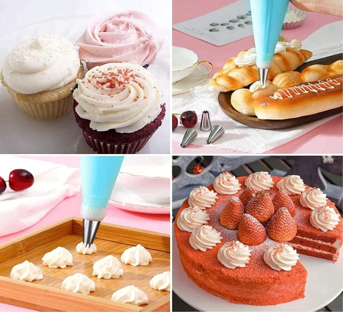 Piping Bags and Tips Set for Beginners, Cake Decorating Supplies Kit for Baking with Pastry Bags and Tips, Icing Tips, Couplers,Silicone Ties