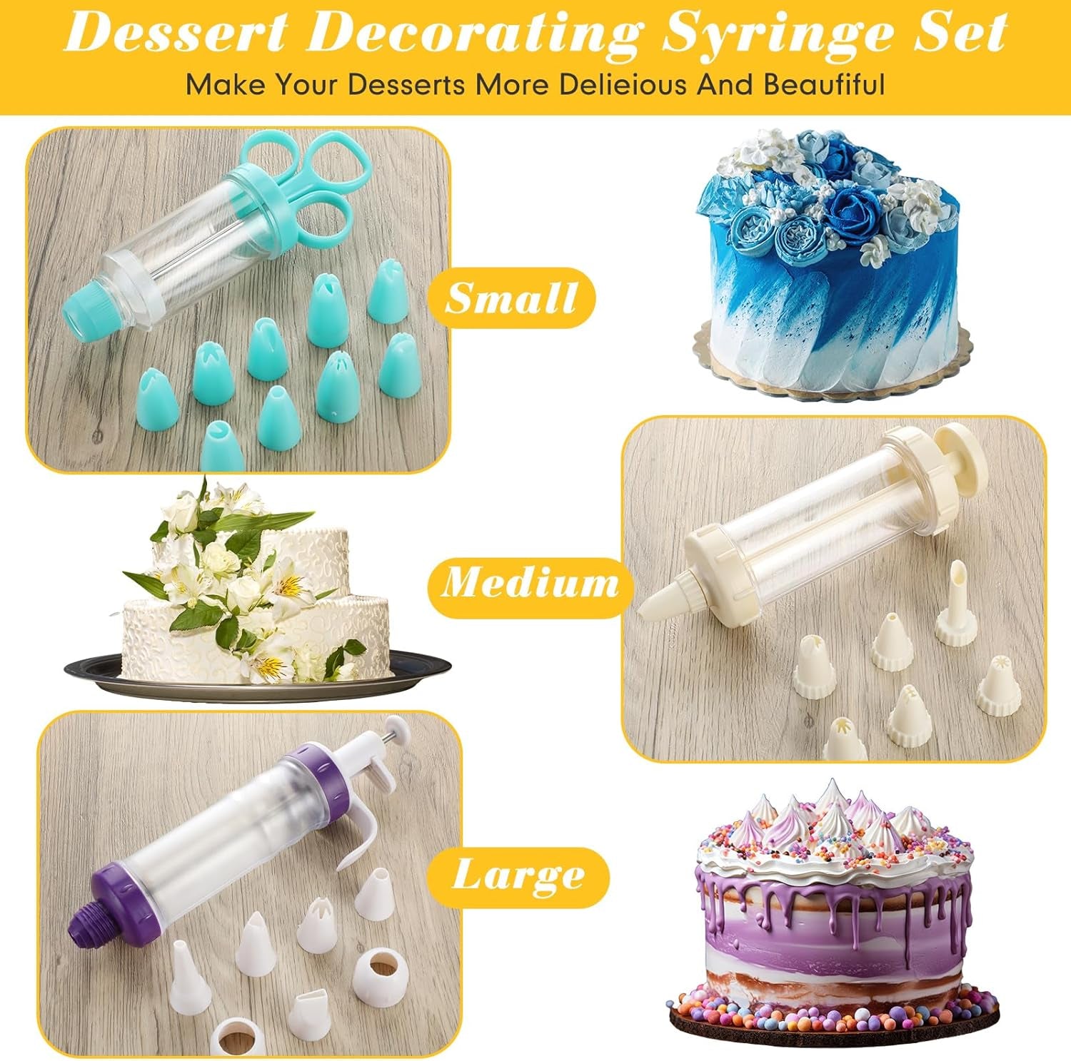 326 Pcs Cake Decorating Tools Kit with 3 Non Stick Cheesecake Pan, 3 Cake Decorating Gun with 24 Heads, 6 Scrapers, 2 Knife, Cake Flower Lifters Set, 100 Piping Bags 150 Paper Liners