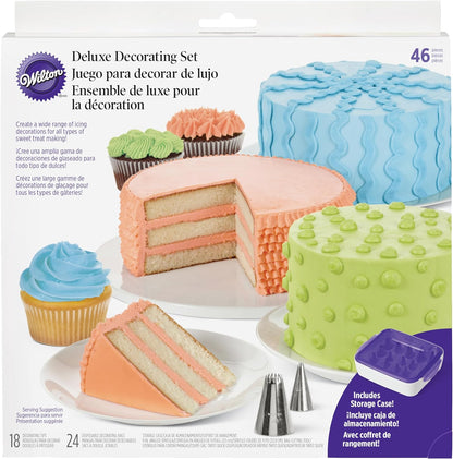 Cake Decorating Supplies Kit - Decorate Treats with Your Organized Decorating Tool Set, Disposable Pastry Bags, Stainless Steel Icing Tips and Spatula, 46-Piece