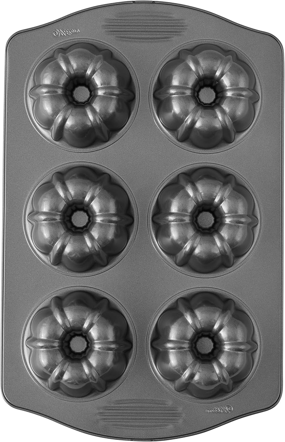 Excelle Elite Non-Stick 6-Cavity Mini Fluted Tube Baking Pan for Muffins and Cupcakes, Steel