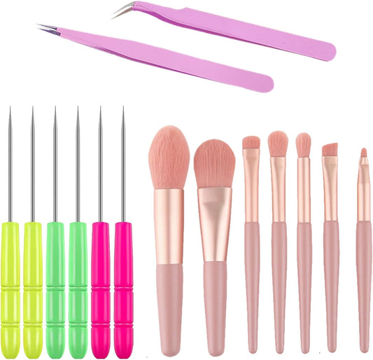 Cake Decorating Tool Set (15 Pcs),Cake Decorating Supplies Kit, Cookie Decorating Tools,Cookie Decoration Brushes Cookie Scriber Needles Sugar Stir Needles Elbow and Straight Tweezers (3 Colors)