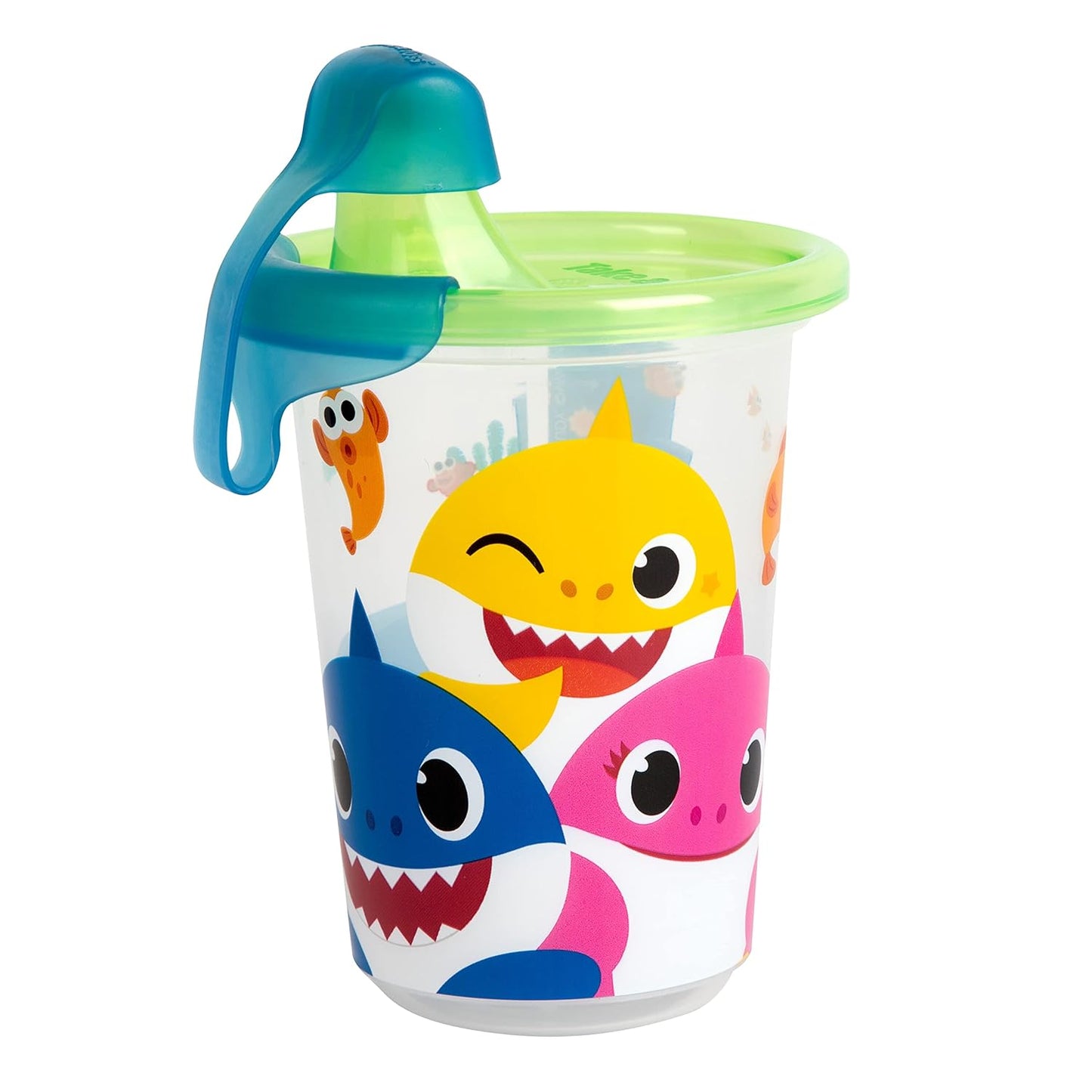 Take & Toss Pinkfong Baby Shark Sippy Cups - Reusable Toddlers Cups with Lids - Kids Party Pack with 2 Travel Caps - 10 Oz - 10 Count