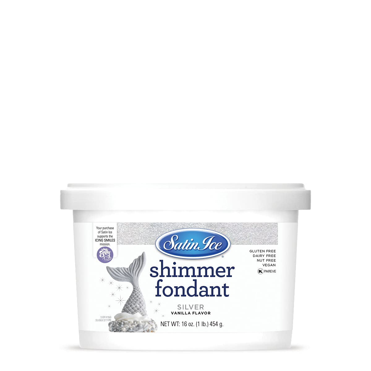 Silver Shimmer Fondant, Vanilla, 1 Pound