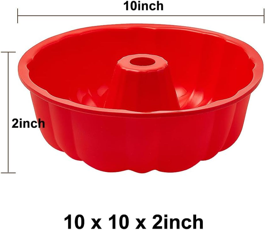 Silicone Bundt Cake Pan, Silicone Cake Molds, Bakeware Non Stick 10 Inch Bundt Pan for Jello,Gelatin,Cake, Silicone Baking Molds for Cakes, round Baking Pan (1 Pcak