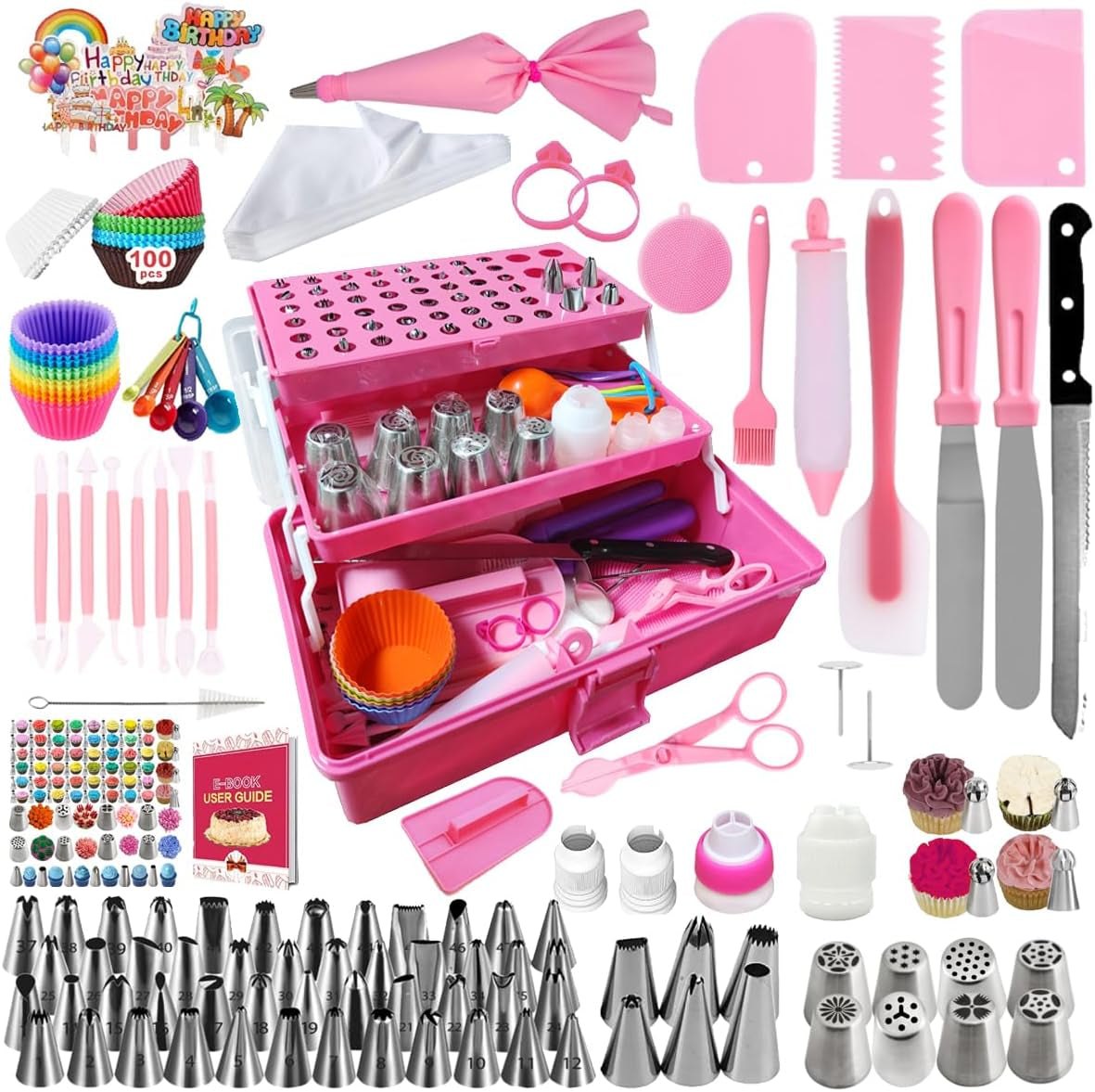 359Pcs Cake Decorating Baking Supplies Kit, Baking Set with 66 Piping Tips, Icing Bags and Tips Set for Beginners,Baking Tools,Cupcake Decorating Kit