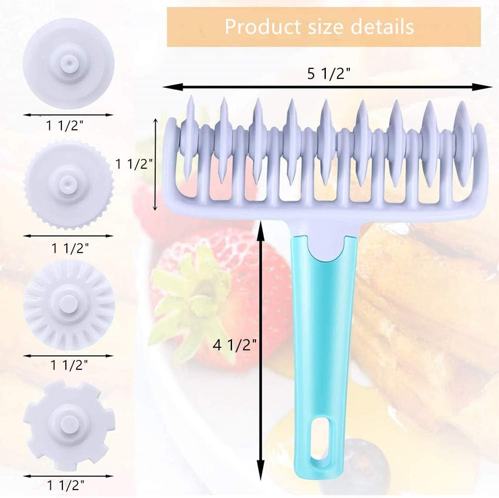 Wheel Roller Pastry Mould,Fondant Ribbon Cutter Wheel Roller Pastry Mold,4 Different Gears Embosser Set for Pie Pastry Household Baking