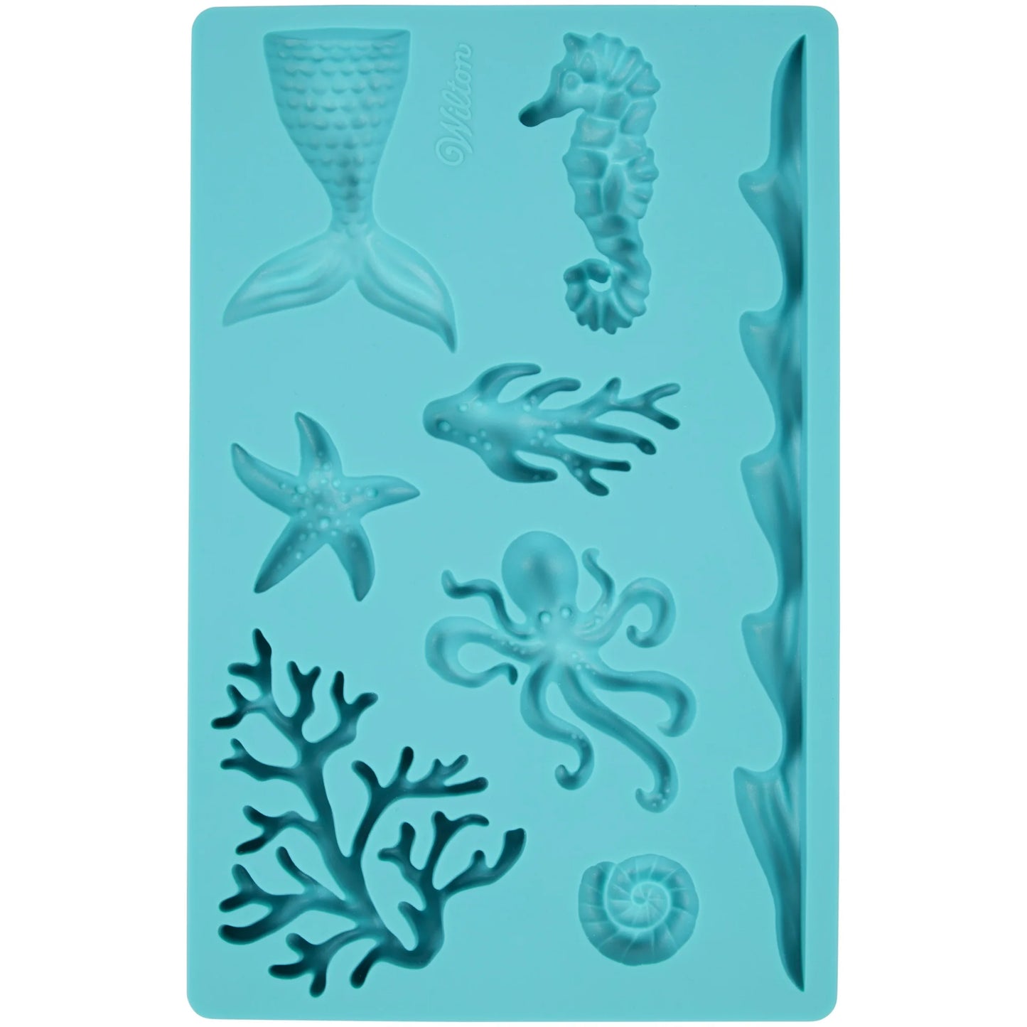 Wilton Sea Life Silicone Fondant and Gum Paste Mold, 5 x 8 inch, 8-Cavity