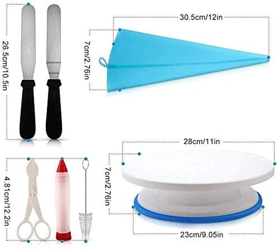 Cake Decorating Supplies180 Set,Steel Piping Frosting Tips for Beginners with Cake Turntable Icing Spatulacake Spatula,Baking Tools and Accessories for Cakes Cake Spinner for Decorating