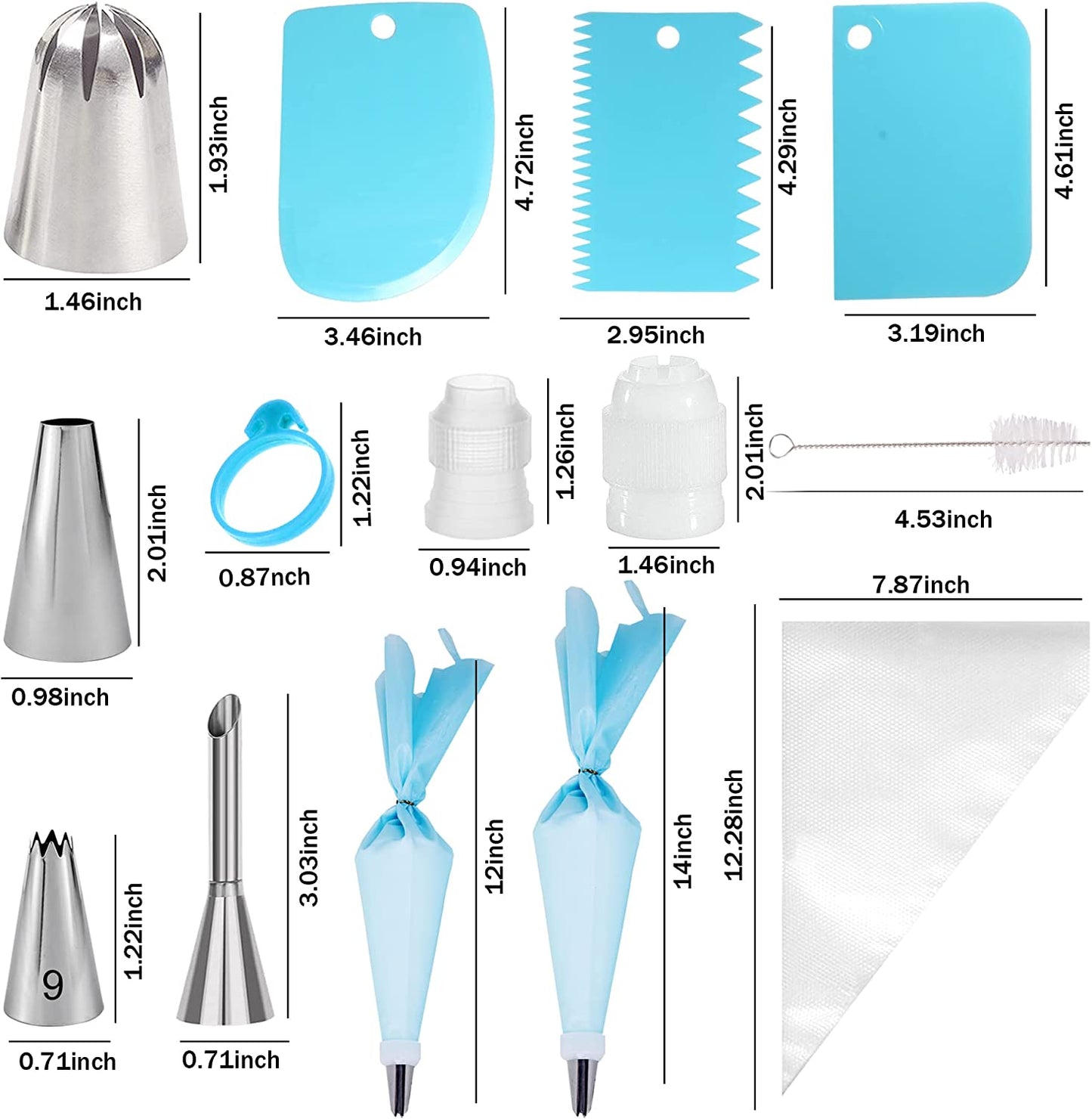 Piping Bags and Tips Set - 50Pcs Cake Decorating Supplies Kit with Icing Frosting Nozzles,Icing Scrapers,Reusable & Disposable Pastry Bags - Baking Tools for Cookies,Cupcakes Cake Decorating