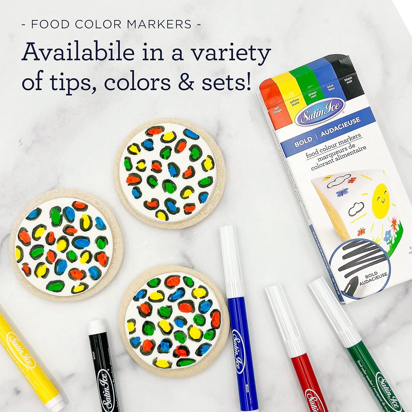 Food Color Markers Primary Fine Tip, 0.3Oz, 5 Count