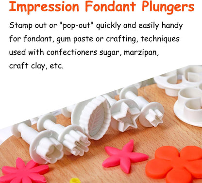 Cake Tools 36 Piece Fondant Cake Cookie Plunger Sugarcraft Flower Leaf Butterfly Heart Shape Decorating Mold DIY Icing Plunger Tools