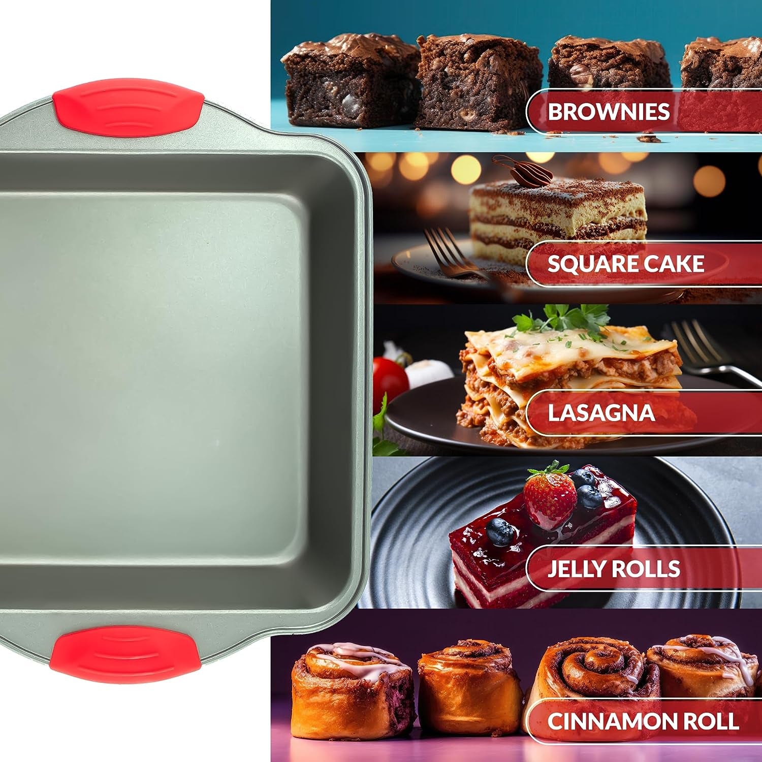 Non-Stick Steel 8X8 Square Baking Pan Durable, Convenient, and Premium Quality Non-Stick Baking Mold Bakeware.