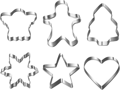 Christmas Cookie Cutter Set - Gingerbread Man, Snowflake, Christmas Tree, Heart, Star, Angel - 18 Piece Christmas Cookie Cutters, Cookie Cutters Christmas Shapes for Holiday Winter Baking