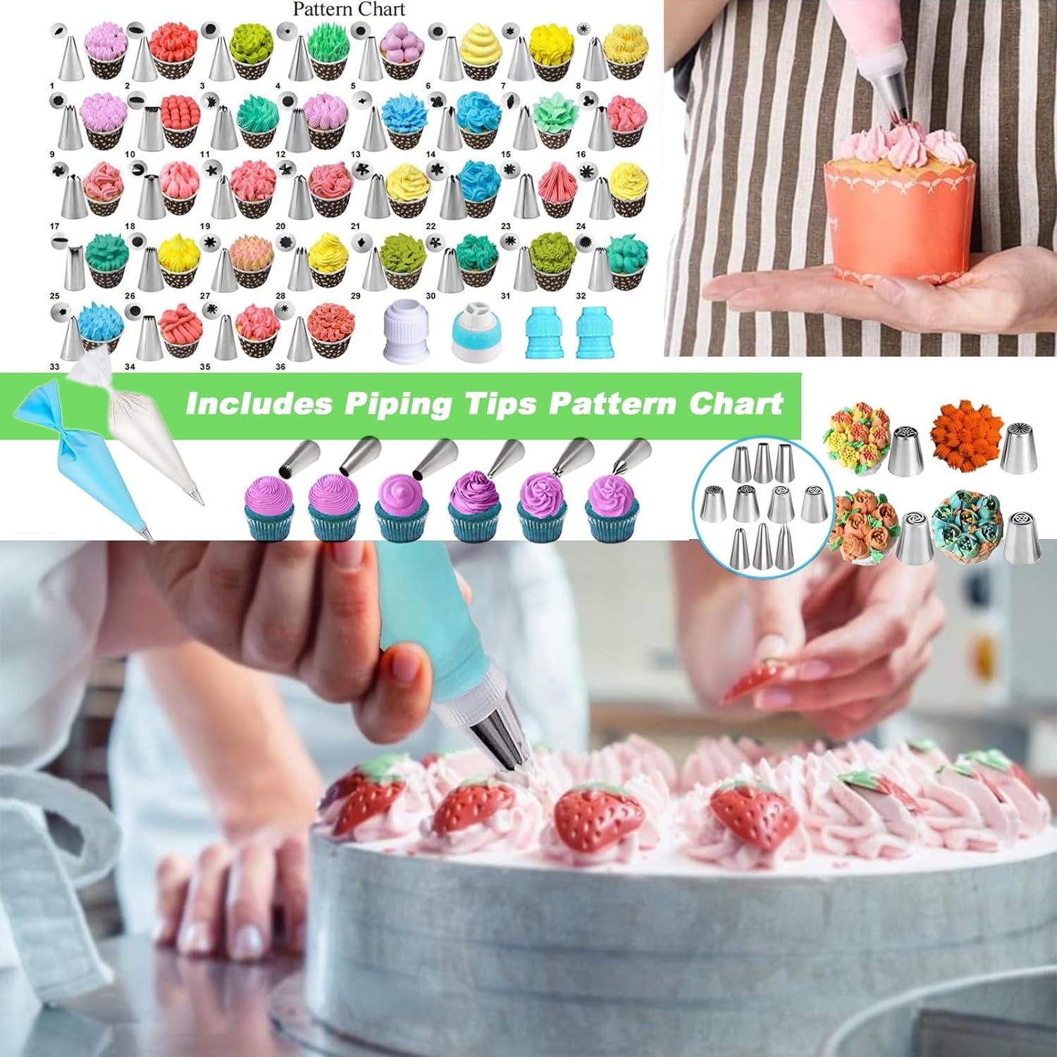 Cake Decorating Tools Supplies Kit, 236 Pcs Baking Accessories with Storage Case, Frosting Piping Kit, Piping Bags and Tips Set with 36 Numbered Piping Tips, Pastry Bags for Cake Cookie Cupcake