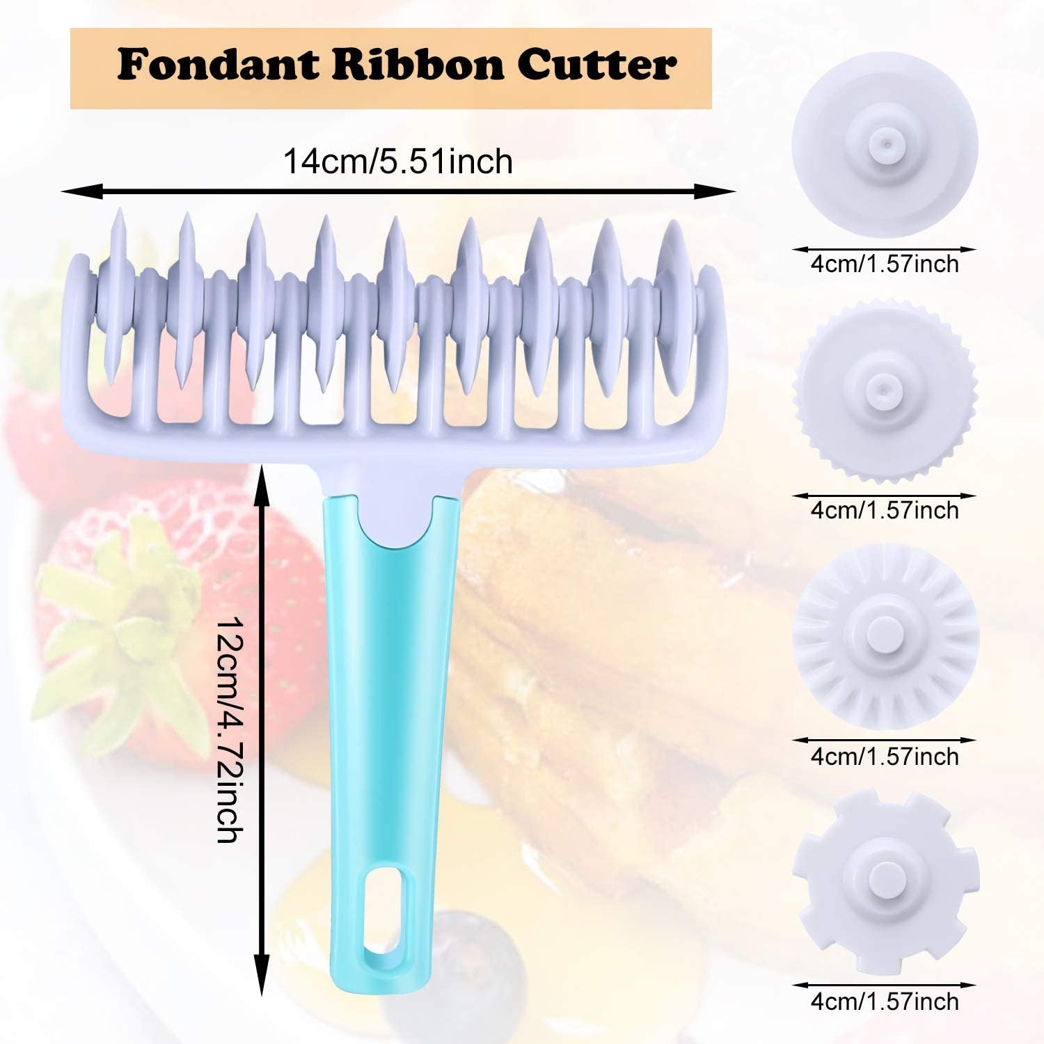 Fondant Ribbon Cutter Wheel Roller Pastry Mold Dough Lattice Cutter 4 Different Gears Embosser Set Noodle Dough Cutter Pastry Tools for Pie Pastry Household Baking