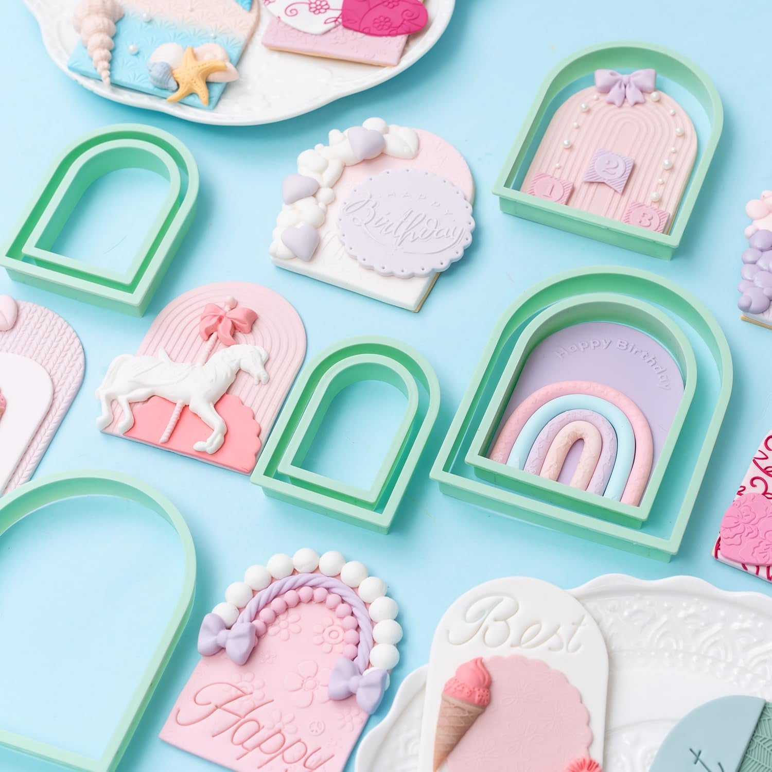 Arch Cookie Cutter, 8 Piece Cookie Cutter Set 3D Polymer Clay Cutter for Baby Shower/Birthday/Wedding/Rainbow/Easter Cookie Cutters