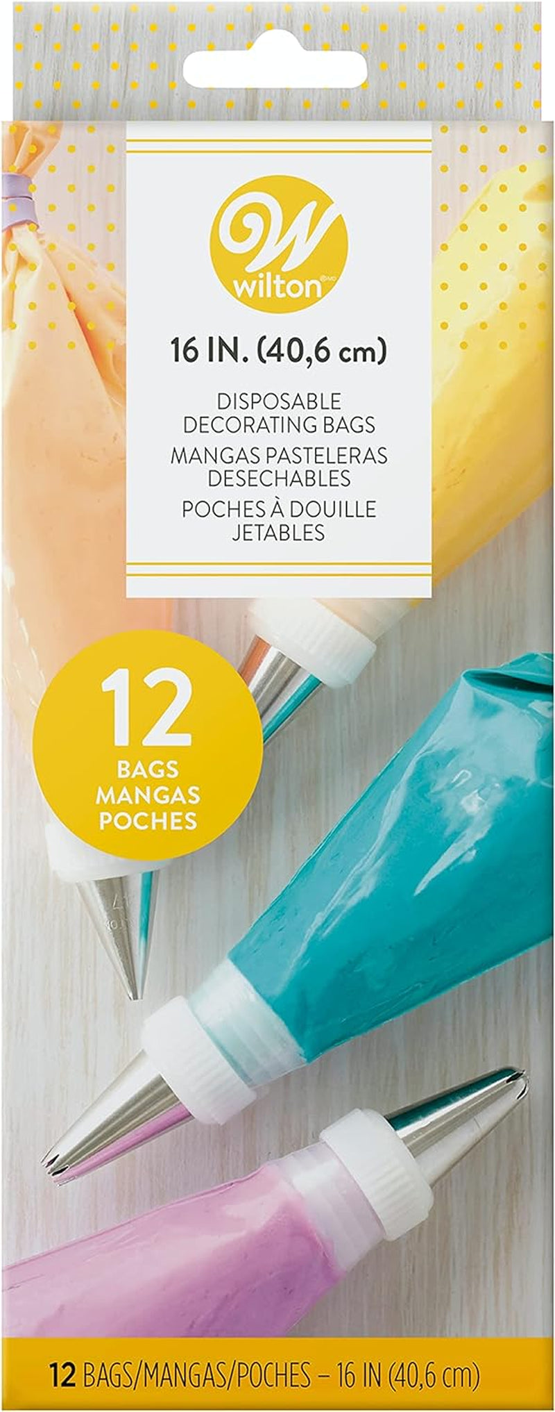 Disposable Decorating Bags Bundle - Perfect Piping Bags for Cake Decorating, Icing Cookies, Candy Making and Filling, 16-Inch, 12-Count, Pack of 4