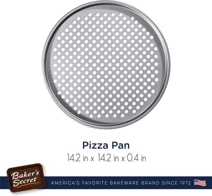 Nonstick Pizza Crisper for Oven 14", Aluminized Steel Pizza Baking Pan with Holes, 2 Layers Non-Stick Coating for Easy Release, Dishwasher Safe Baking Supplies - Superb Collection