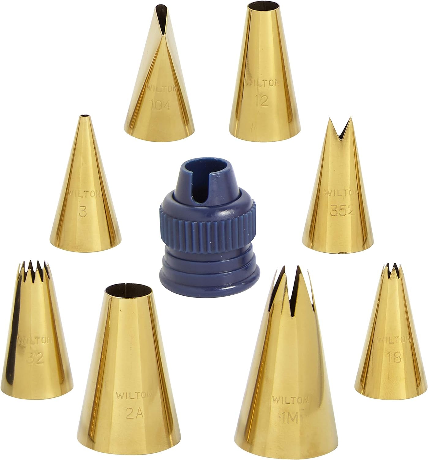 Navy Blue and Gold Piping Tips and Cake Decorating Supplies Set, 17-Piece