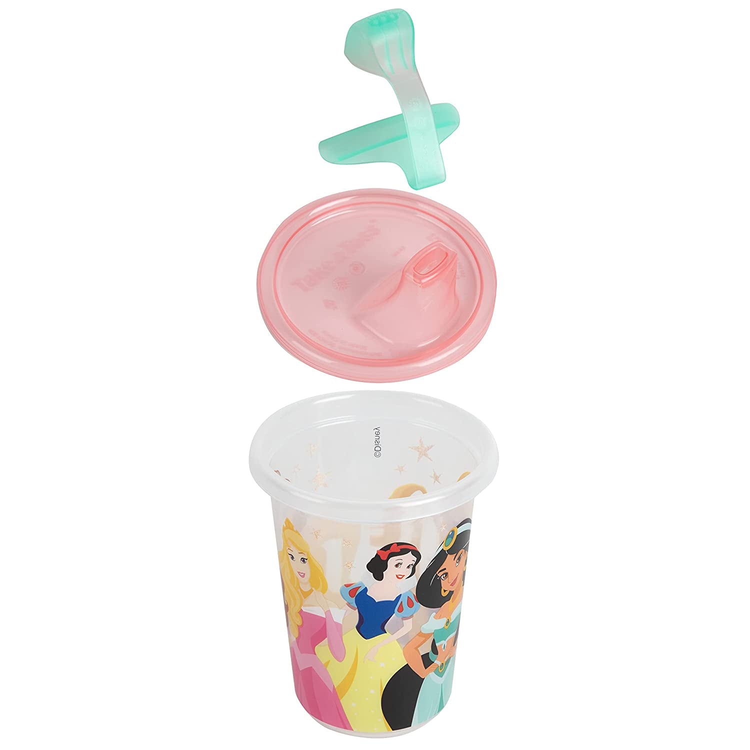 Take & Toss Disney Princess Sippy Cups - Reusable Toddlers Cups with Lids - Kids Party Pack with 2 Travel Caps - 10 Oz - 10 Count