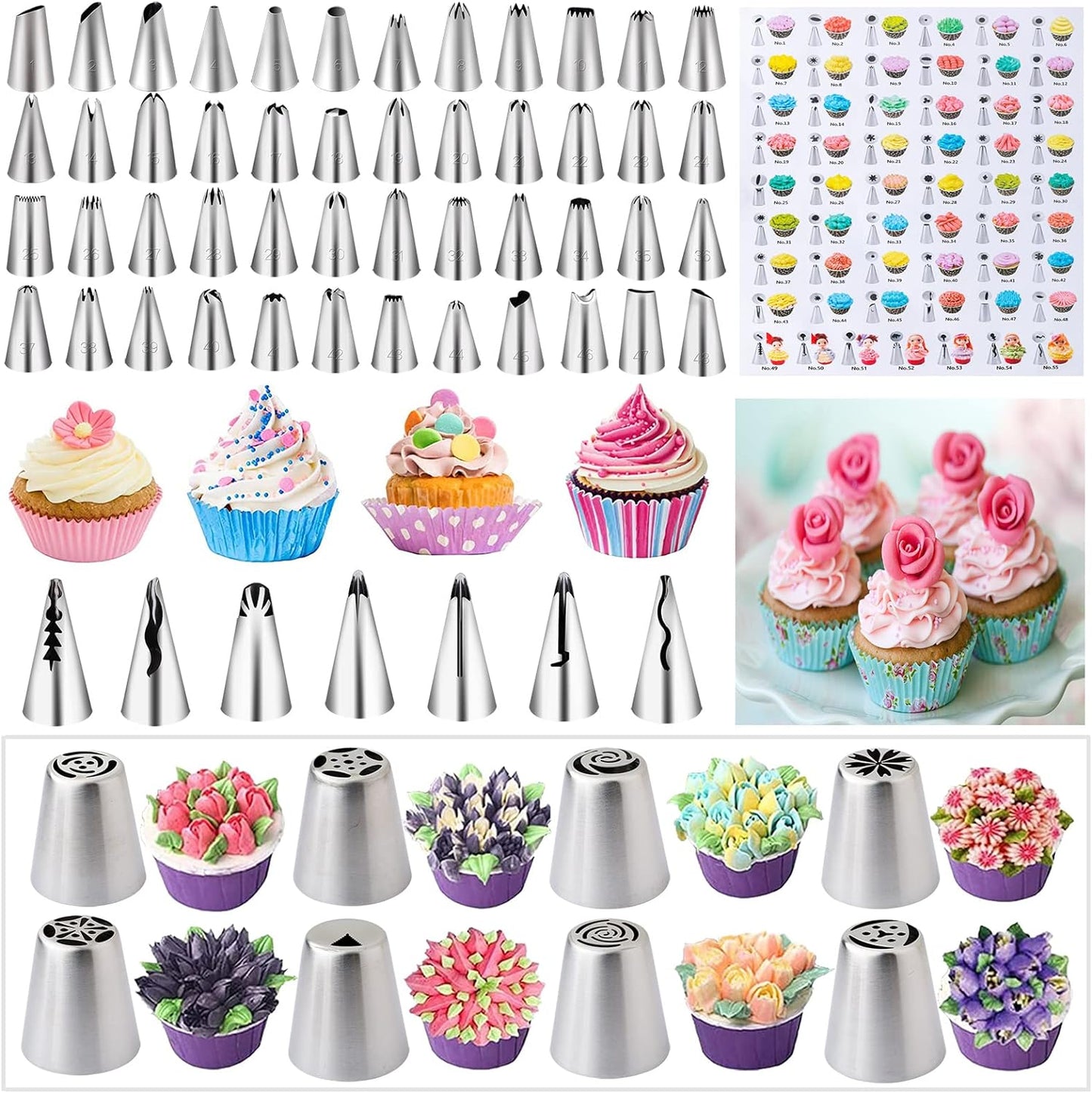 Cake Decorating Supplies Kit Tools 356Pcs,  Baking Accessories with Cake Turntable, Pastry Piping Bag, Piping Icing Tips for Beginners