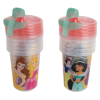 Take & Toss Disney Princess Sippy Cups - Reusable Toddlers Cups with Lids - Kids Party Pack with 2 Travel Caps - 10 Oz - 10 Count