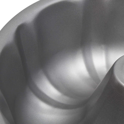 Heavy Duty Nonstick Bakeware Carbon Steel Fluted Tube Bundt Pan with Quick Release Coating, Manufactured without PFOA, Dishwasher Safe, Oven Safe, 9-Inch, Gray