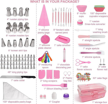 359Pcs Cake Decorating Baking Supplies Kit, Baking Set with 66 Piping Tips, Icing Bags and Tips Set for Beginners,Baking Tools,Cupcake Decorating Kit