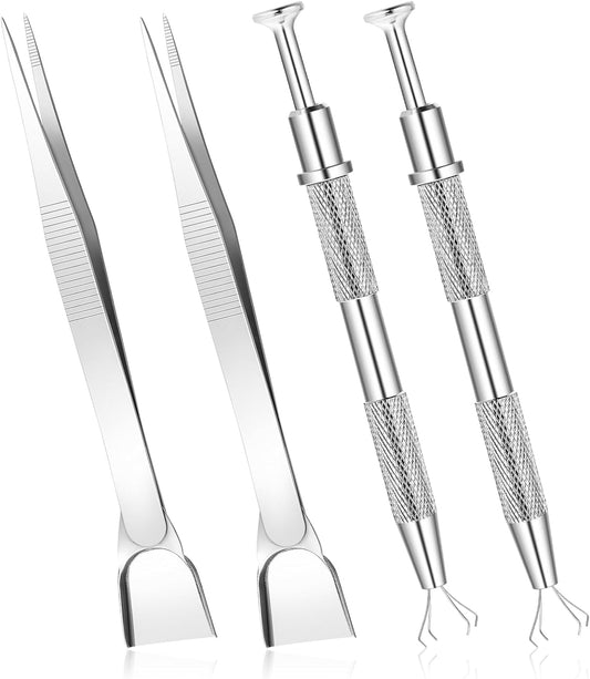 Cake Decorating Tools Set, 4 PCS Aluminum Alloy Pearl Sprinkles Pen Pearl Grabber with 4 Claws and Stainless Steel Cake Tweezers Pearl Sprinkle Spoon with Shovel Head Cake Cookie Decorating Supplies