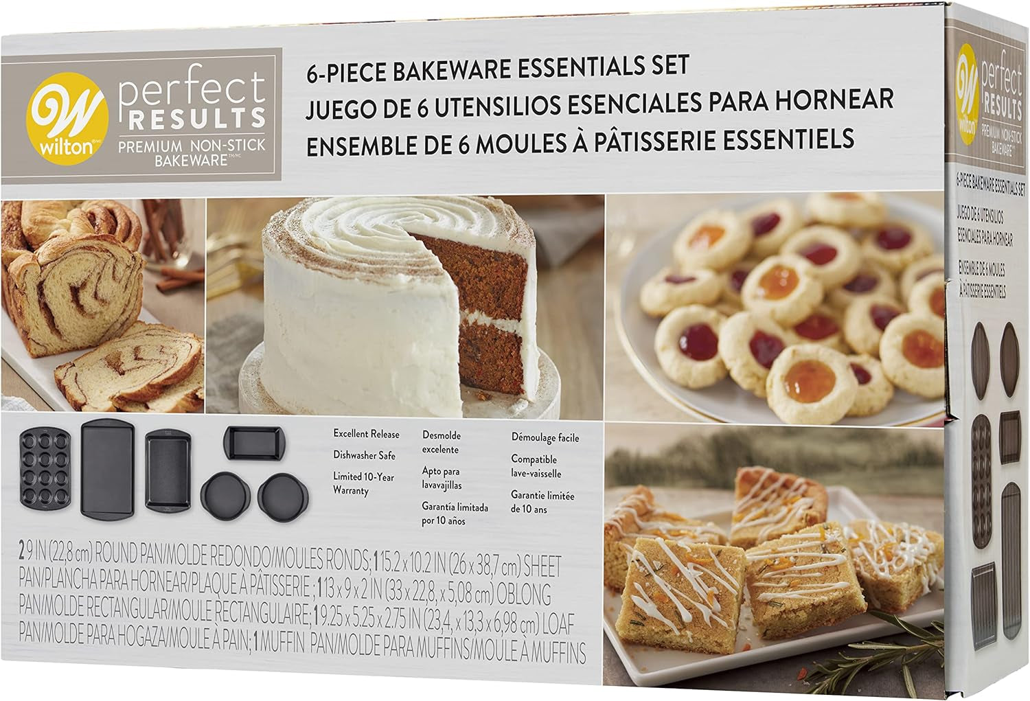 Perfect Results Premium Nonstick Bakeware Essentials Set - Perfect for Everyday Use and Baking Cookies, Cupcakes, Cakes, Steel, 6-Piece