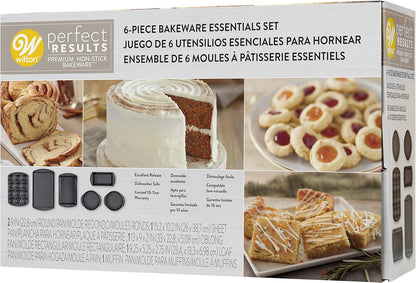 Perfect Results Premium Nonstick Bakeware Essentials Set - Perfect for Everyday Use and Baking Cookies, Cupcakes, Cakes, Steel, 6-Piece