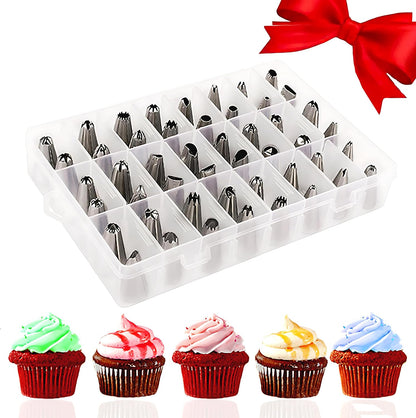 48-Piece Numbered Piping Tips, Cookie Icing Tips, Cookie Decorating Kit, Cake Decorating Tips for Cupcakes Cookies, Cake Supply Master Decorating Tip Set