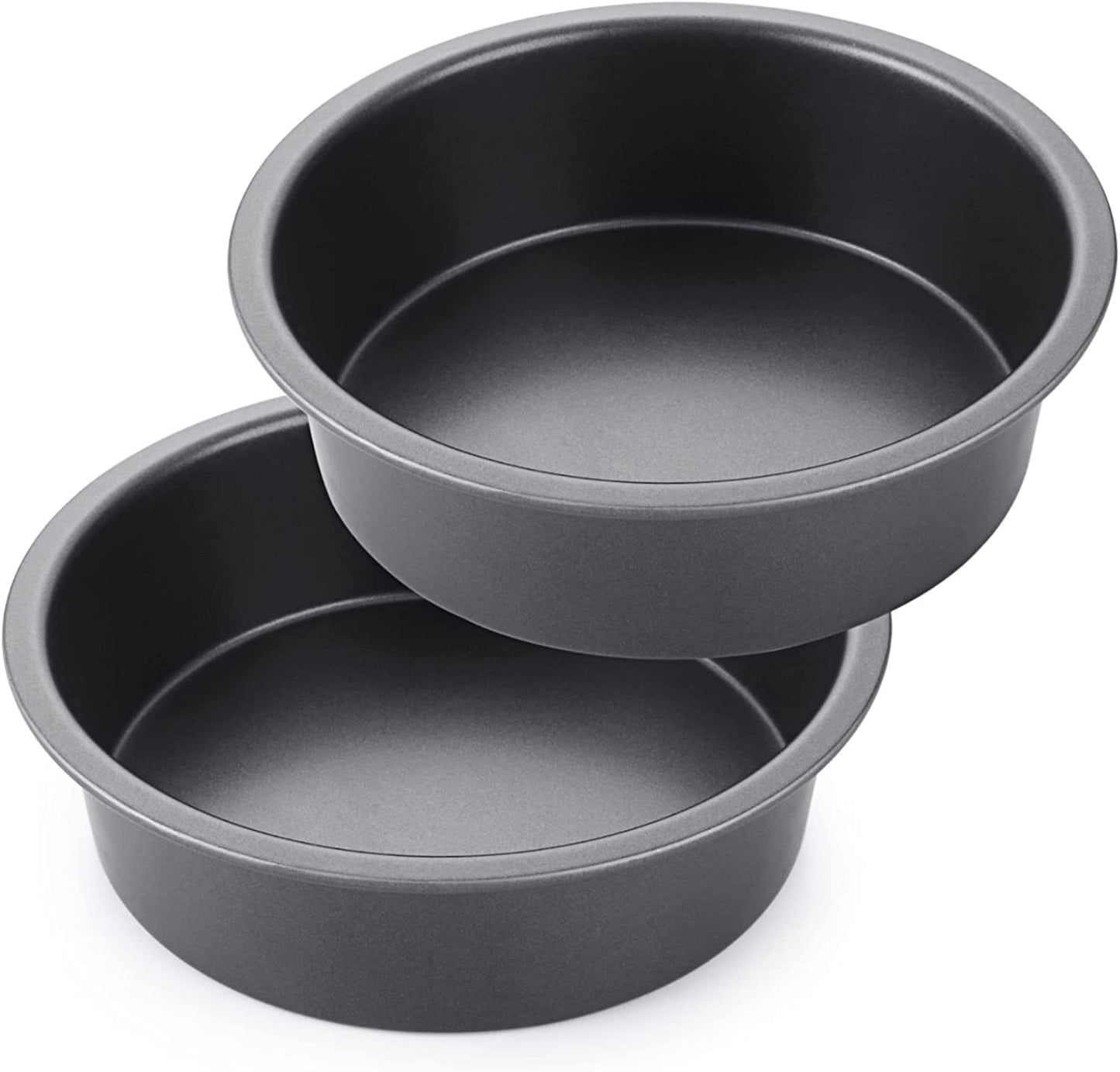 round Cake Pan Set for Baking, 8 Inch, Nonstick Deeper Circle Cake Pans with Wider Grips, 2 Pieces Layer Cake Tin, Cheesecake Mold, Huty Duty, Dishwasher Safe - Grey