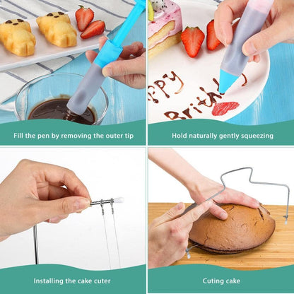 150Pcs Cake Decorating Kit Baking Supplies Tools with Cake Turntable,Cake Pans Set for Beginners and Cake Lovers