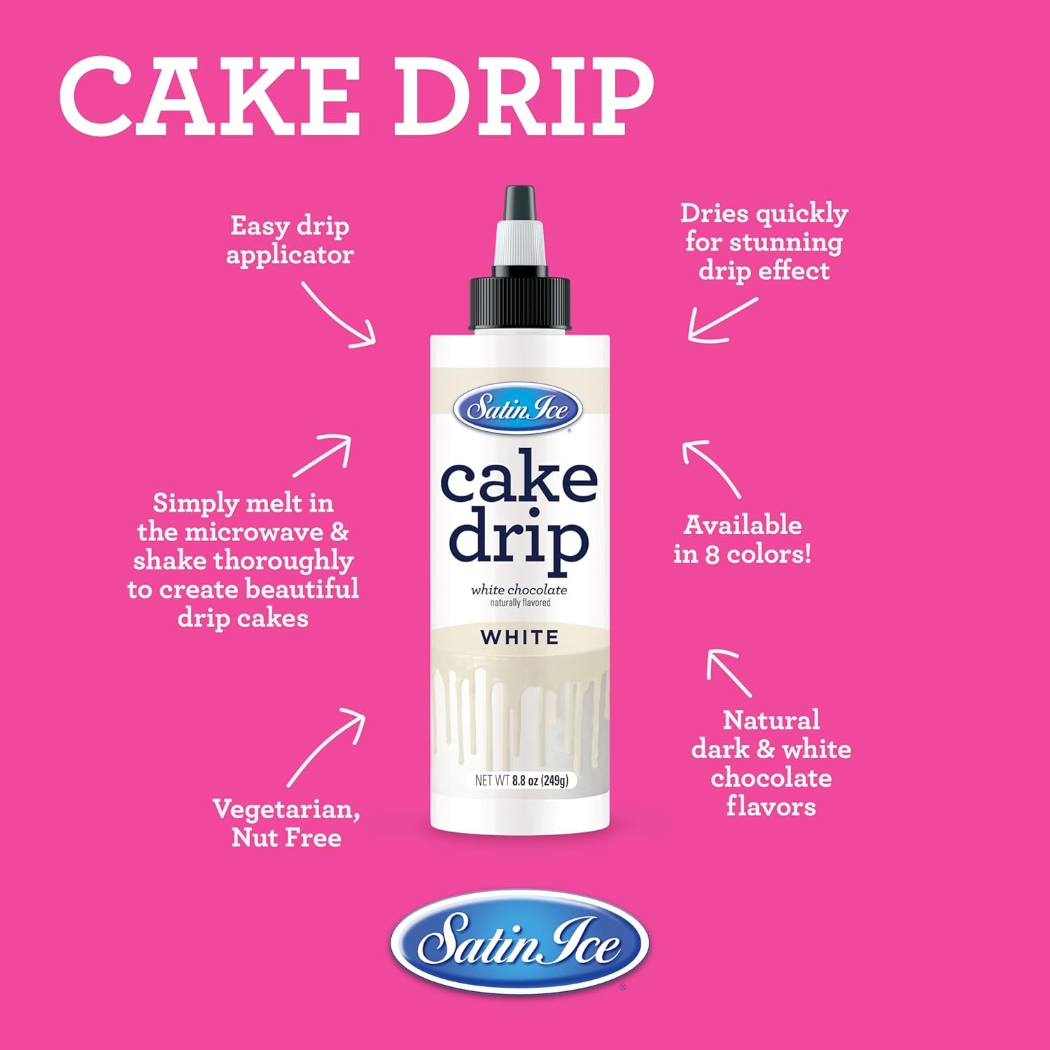 Cake Drip, White, 8.8 Ounce