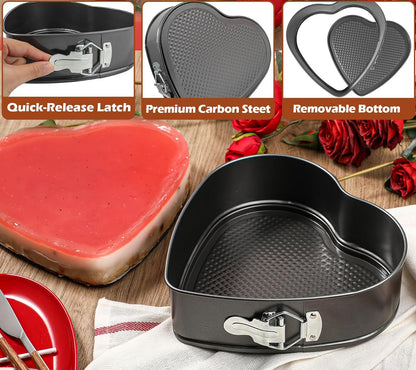 Heart Shaped Springform Pan 9 Inch Nonstick Heart Cheesecake Pan, Large Heart Cake Mold, Valentine'S Day Baking