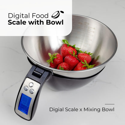 Digital Kitchen Food Scale with Bowl (Removable) and Measuring Cup - Stainless Steel, Backlight, 11Lbs Capacity - Cooking, Baking, Gym, Diet - Precise Measuring (Black)