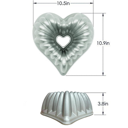 Heart Cake Pan Silver 10In Non-Stick Heavy Duty Cake Pan for Christmas Wedding Valentine’S Day Party