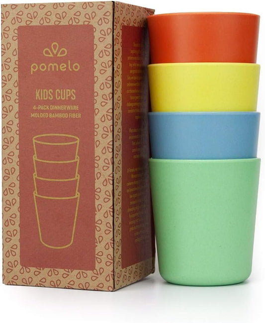 Bamboo Cups for Kids, Eco Friendly Cups, BPA Free Cups | Kids Drinking Cups, Good Sippy Cup for Kids | Drinking Cups for Kids, Cup Set, Toddler Open Cup, Kids Snack Cup (4 Pack / 6 Oz)