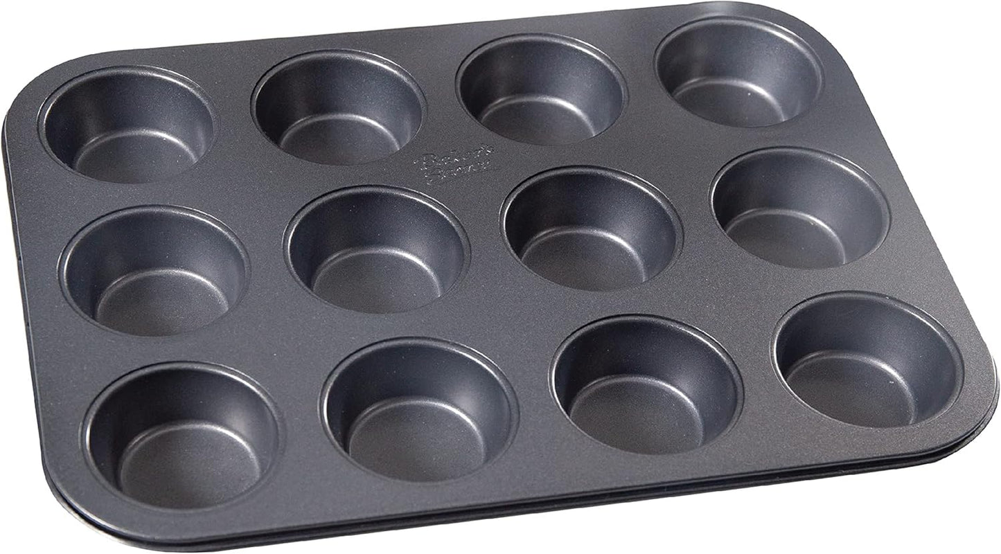 12Cup Muffin Pan Cupcake Nonstick Pan - Carbon Steel Pan Muffins Cupcakes 2 Layers Non Stick Coating Easy Release Dishwasher Safe DIY Bakeware Baking Supplies - Advanced Collection