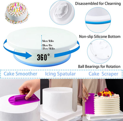 Cake Decorating Supplies Kit Tools 356Pcs,  Baking Accessories with Cake Turntable, Pastry Piping Bag, Piping Icing Tips for Beginners