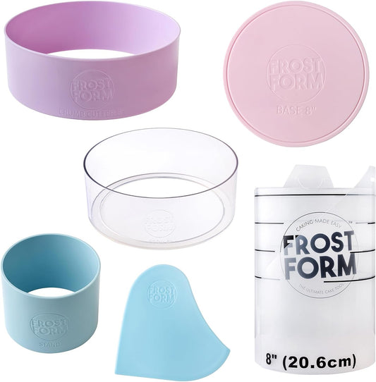 Frost Form - Starter + Kit (8 Inch) 7-Piece Set | Professional-Quality, Food-Grade Plastic | Cake Frosting | Beginners and Pros | Cake Decorating Kit | Compatible with Piping Bags and Cake Stands