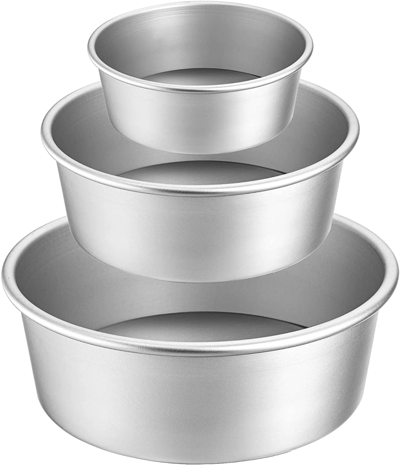 round Cake Pan Set - 4" 6" 8" Aluminium Cake Pans with Removable Base round Cake Baking Pans for Wedding Birthday Party